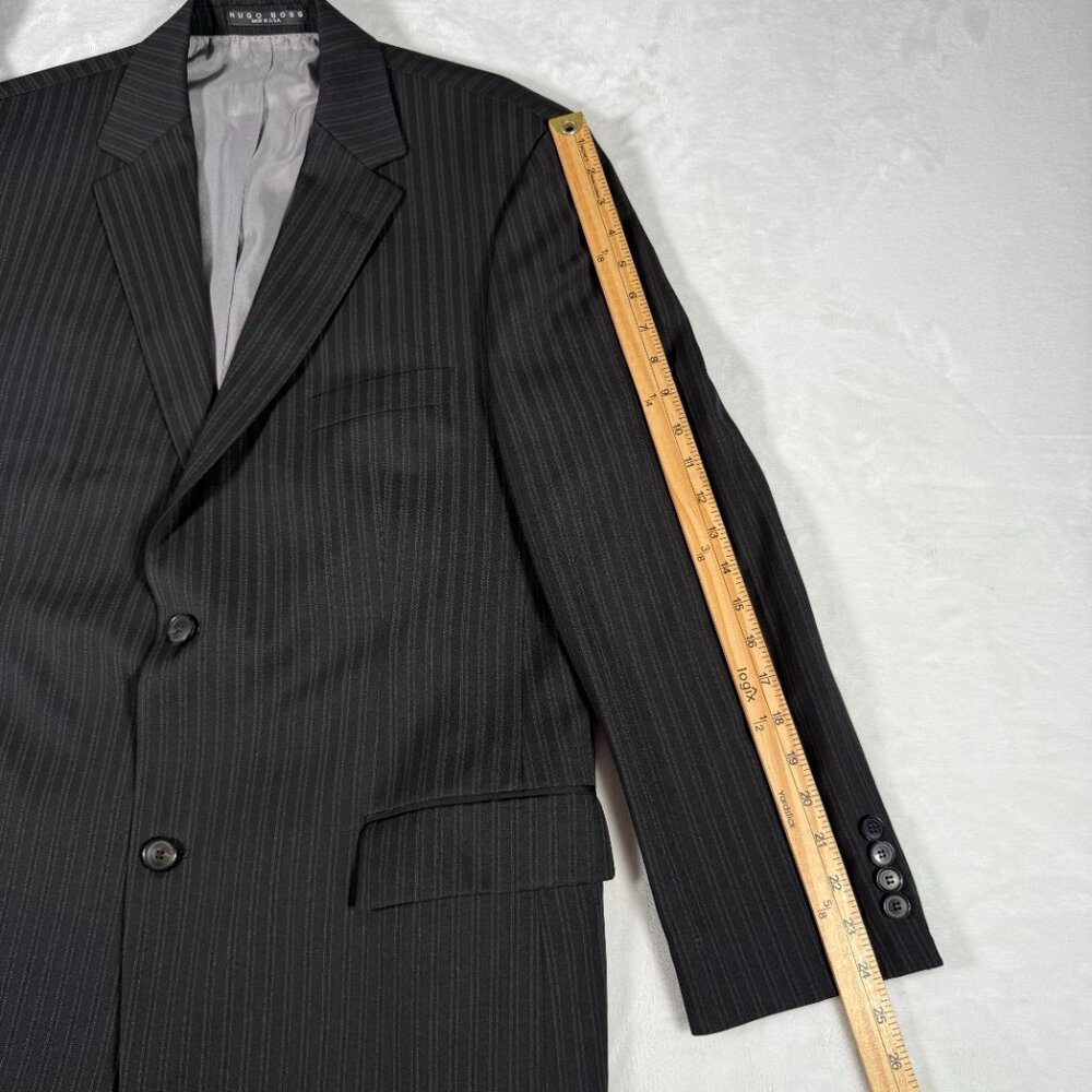 Hugo Boss Blazer Men Size 44R Gray Striped Colombo Pasolini Movie US 100% Wool - Picture 6 of 14